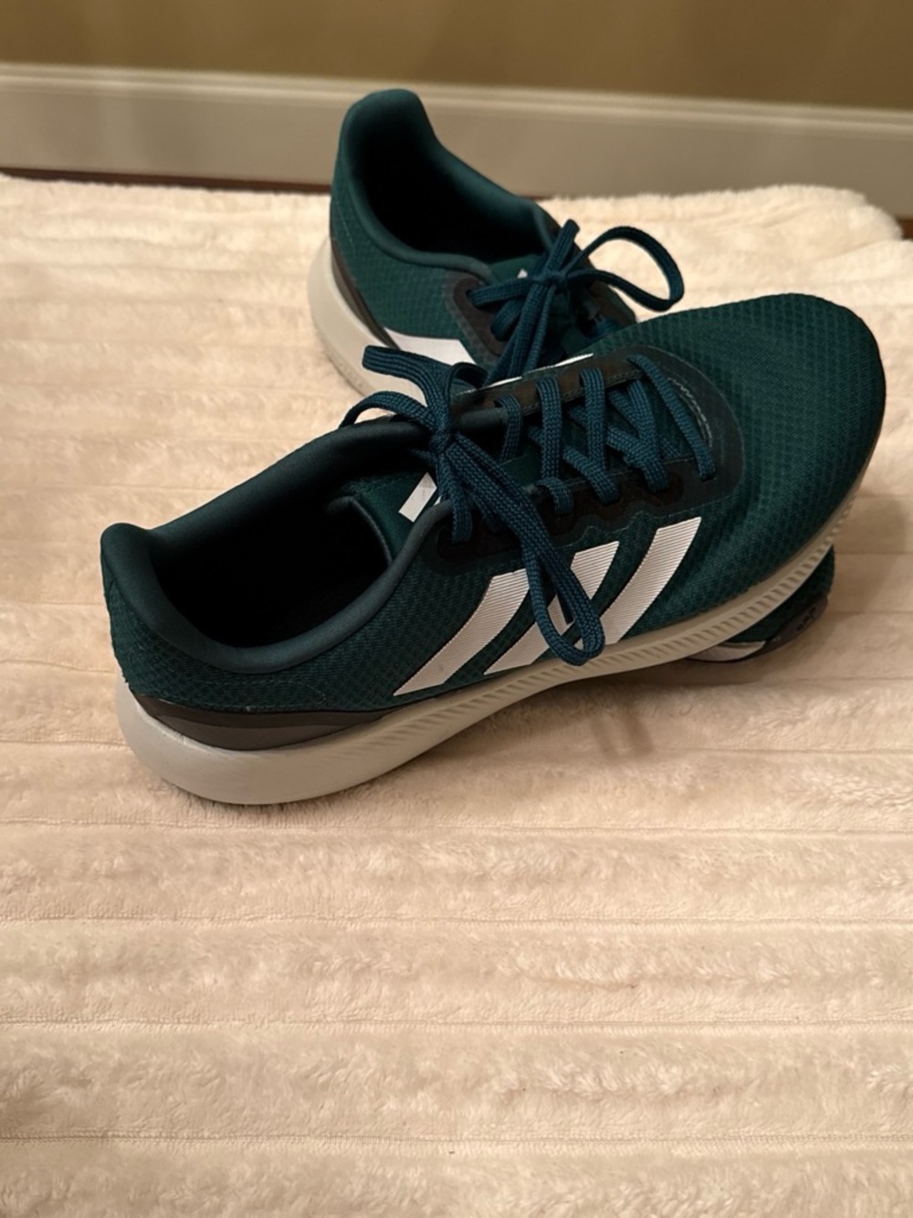 Men's Dark Green Athletic Sneakers with White Stripes - Adidas